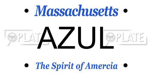 AZUL Massachusetts License Plate