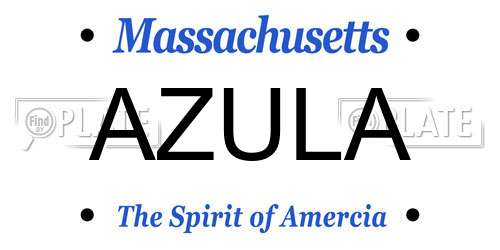 AZULA Massachusetts License Plate