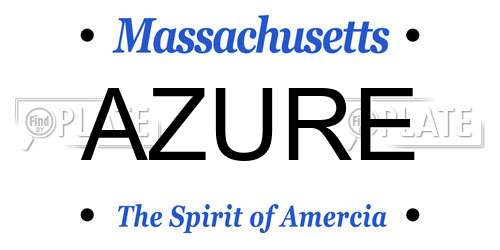 AZURE Massachusetts License Plate