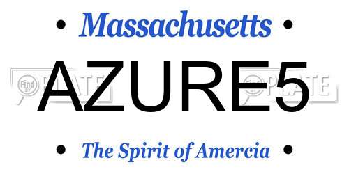 AZURE5 Massachusetts License Plate