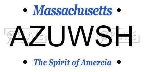 AZUWSH Massachusetts License Plate