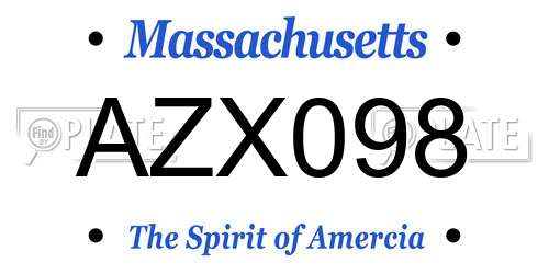 AZX098 Massachusetts License Plate