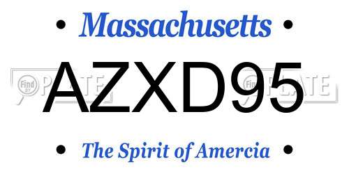 AZXD95 Massachusetts License Plate