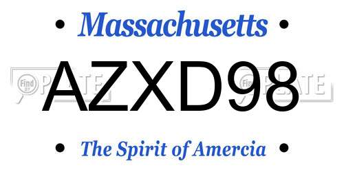 AZXD98 Massachusetts License Plate