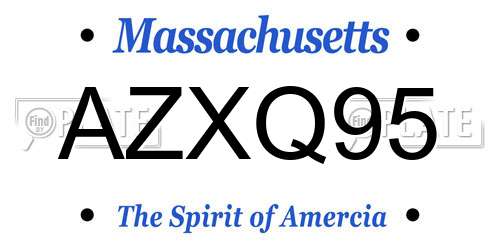 AZXQ95 Massachusetts License Plate