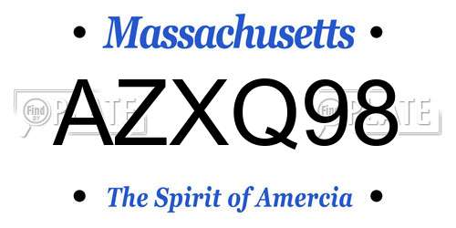 AZXQ98 Massachusetts License Plate