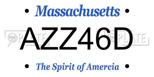 AZZ46D Massachusetts License Plate