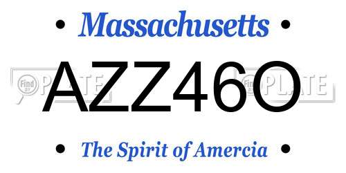 AZZ46O Massachusetts License Plate