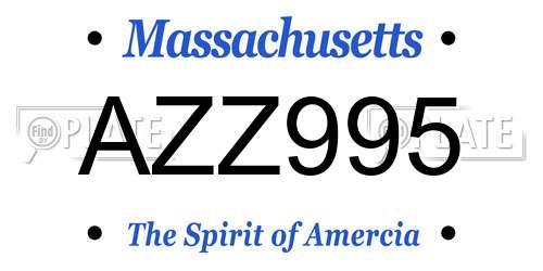 AZZ995 Massachusetts License Plate