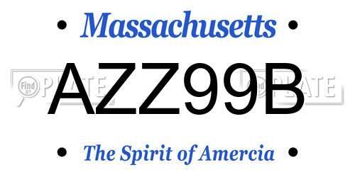 AZZ99B Massachusetts License Plate