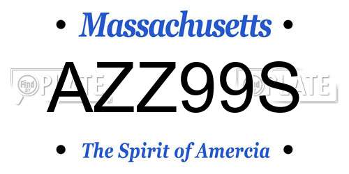 AZZ99S Massachusetts License Plate