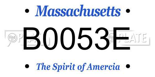 B0053E Massachusetts License Plate