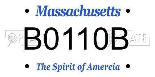 B0110B Massachusetts License Plate