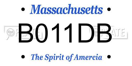 B011DB Massachusetts License Plate