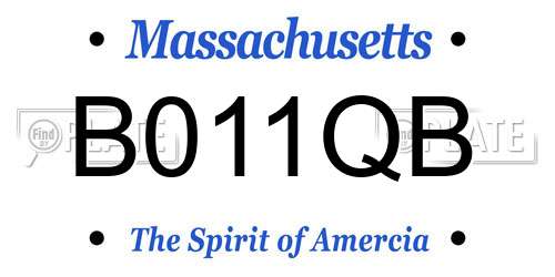 B011QB Massachusetts License Plate