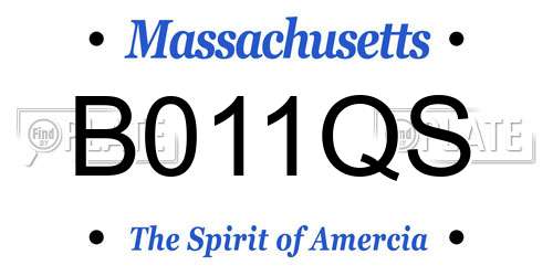 B011QS Massachusetts License Plate