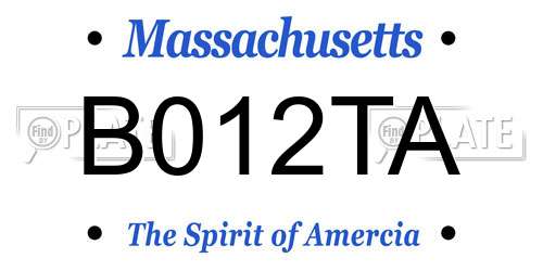 B012TA Massachusetts License Plate