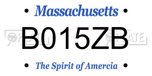 B015ZB Massachusetts License Plate