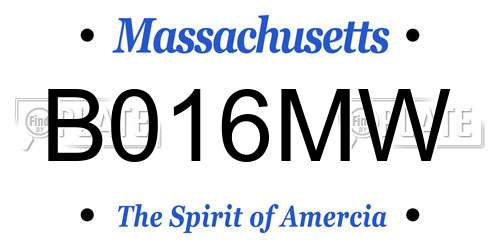 B016MW Massachusetts License Plate