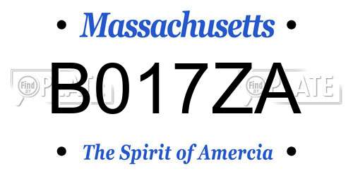 B017ZA Massachusetts License Plate