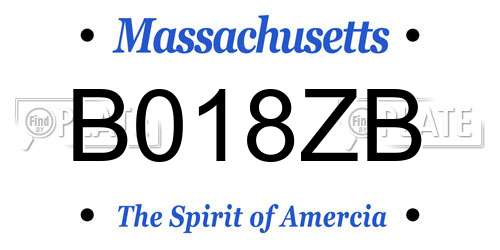 B018ZB Massachusetts License Plate
