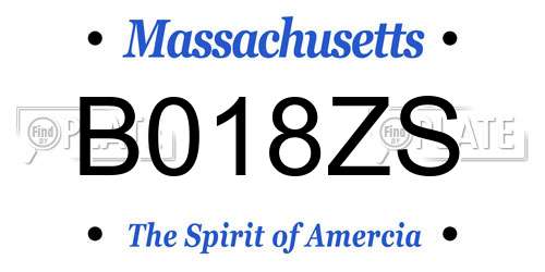B018ZS Massachusetts License Plate