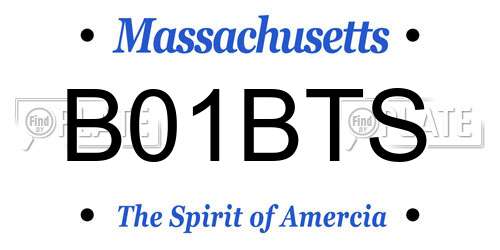 B01BTS Massachusetts License Plate