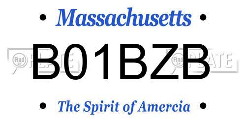 B01BZB Massachusetts License Plate