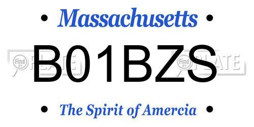 B01BZS Massachusetts License Plate
