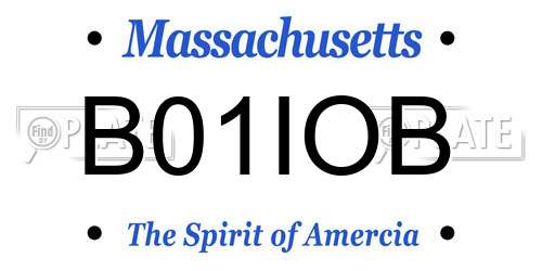 B01IOB Massachusetts License Plate