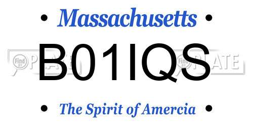 B01IQS Massachusetts License Plate