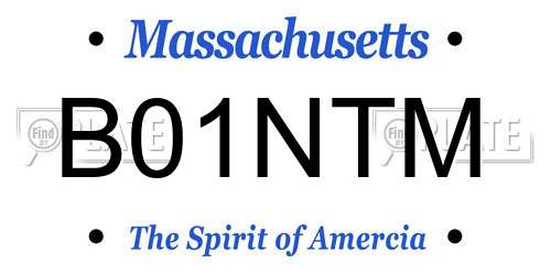 B01NTM Massachusetts License Plate