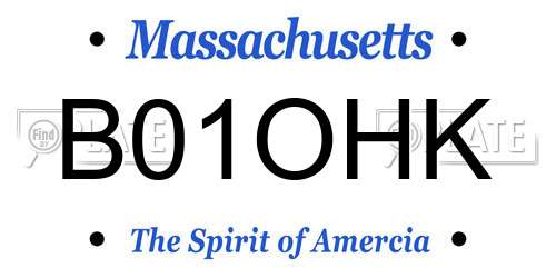 B01OHK Massachusetts License Plate
