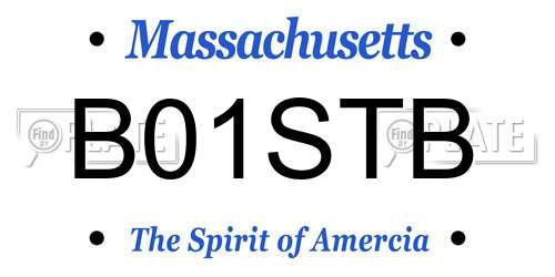 B01STB Massachusetts License Plate