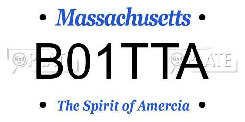 B01TTA Massachusetts License Plate
