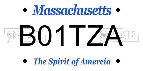 B01TZA Massachusetts License Plate