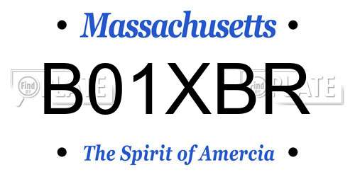 B01XBR Massachusetts License Plate