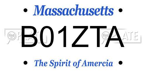 B01ZTA Massachusetts License Plate