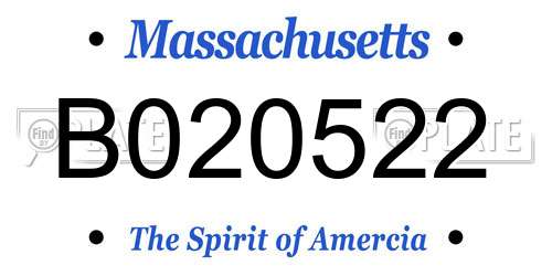 B020522 Massachusetts License Plate