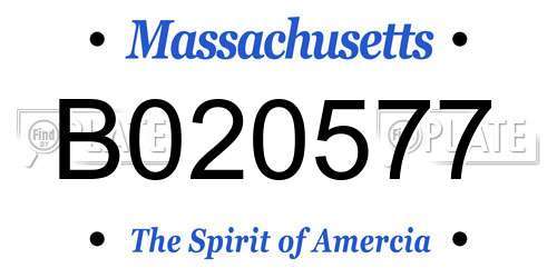 B020577 Massachusetts License Plate