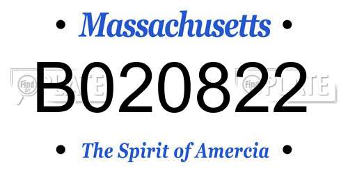 B020822 Massachusetts License Plate