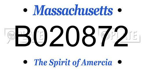 B020872 Massachusetts License Plate