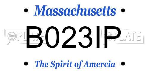 B023IP Massachusetts License Plate