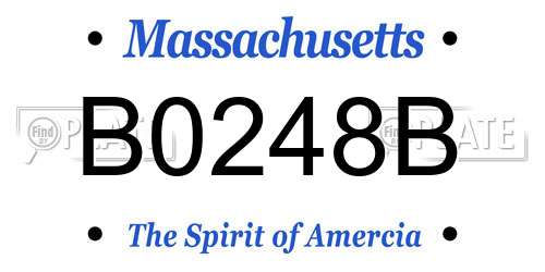 B0248B Massachusetts License Plate