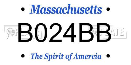 B024BB Massachusetts License Plate