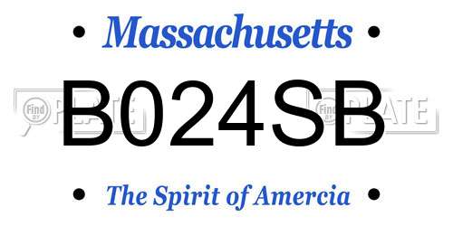 B024SB Massachusetts License Plate