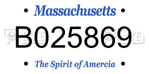 B025869 Massachusetts License Plate