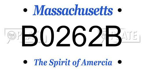 B0262B Massachusetts License Plate