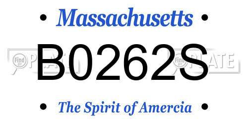 B0262S Massachusetts License Plate