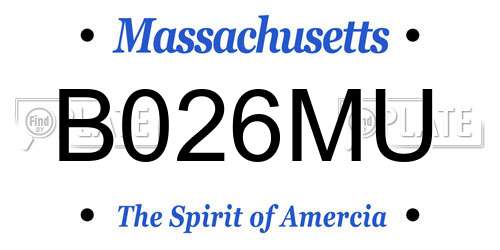 B026MU Massachusetts License Plate